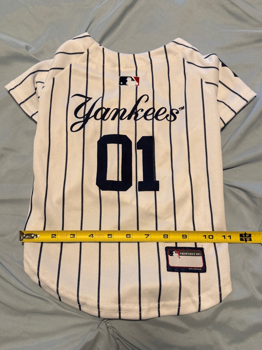 Yankees Pet Pinstripe Baseball Jersey - White/Navy